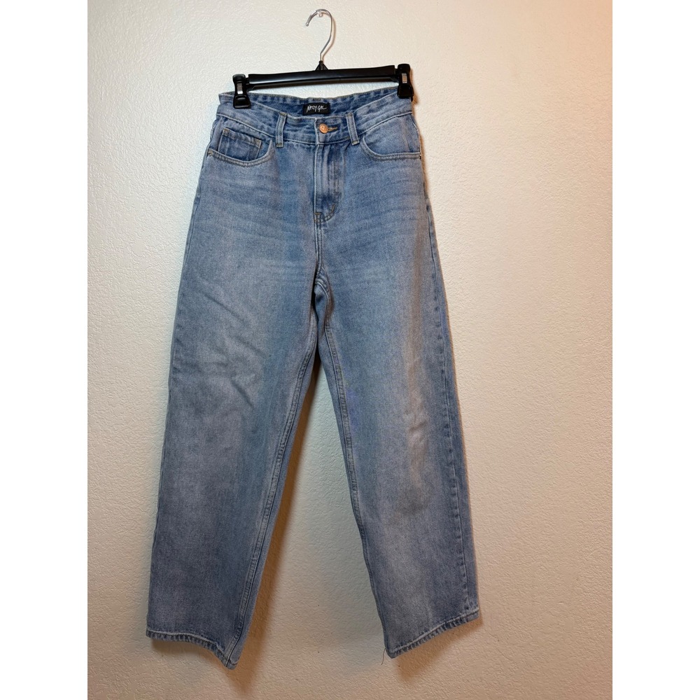Nasty Gal High Waisted Straight Leg Light Wash Denim Jeans UK 6 EU 34